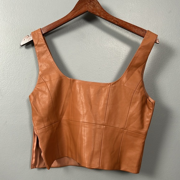 Lulus Brown Vegan Leather corset Tank Top- like new - Picture 6 of 10